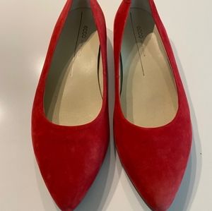 Red Suede Ecco Flats
